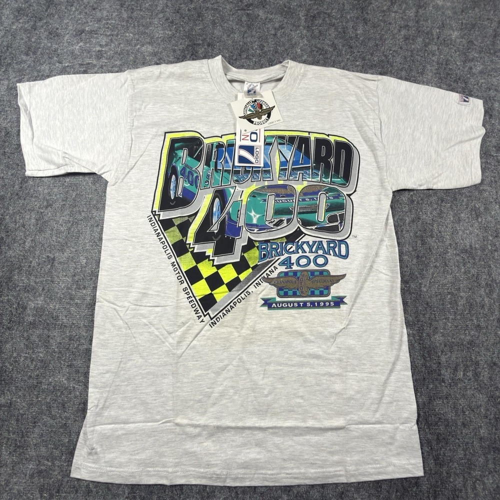 Vintage 1995 Brickyard 400 Logo 7 T Shirt L NWT Made USA Indianapolis NASCAR